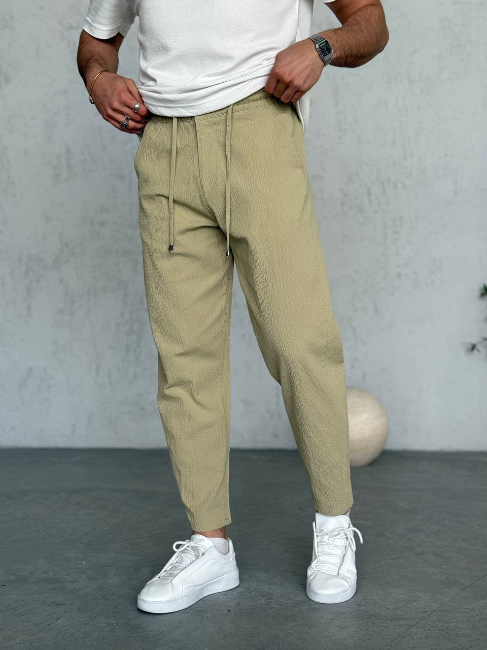 WE11 Sand Beige Drawstring Pants