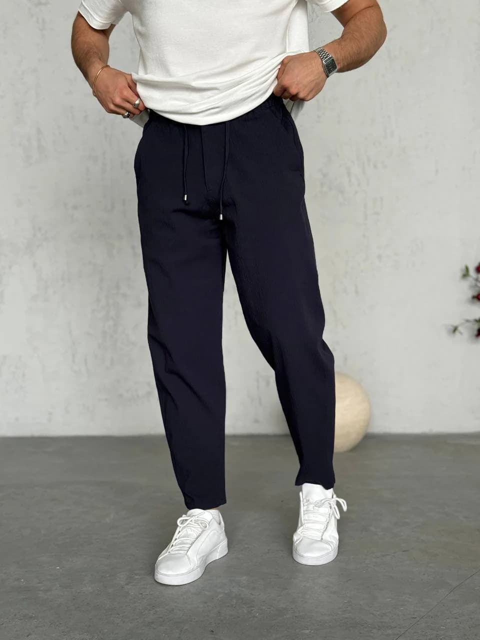 WE11 Dark Navy Drawstring Pants