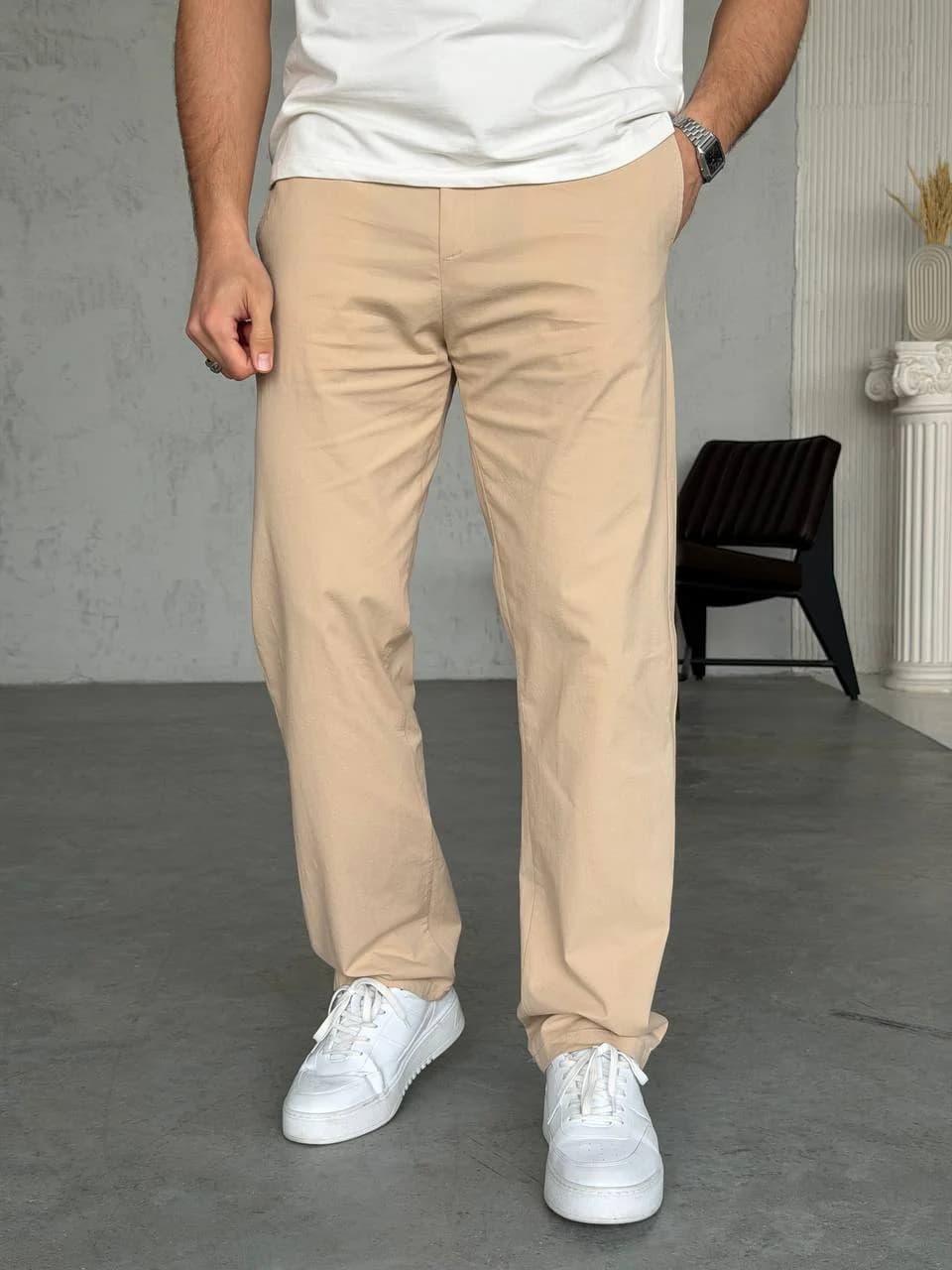 WE11 Beige Straight Fit Pants