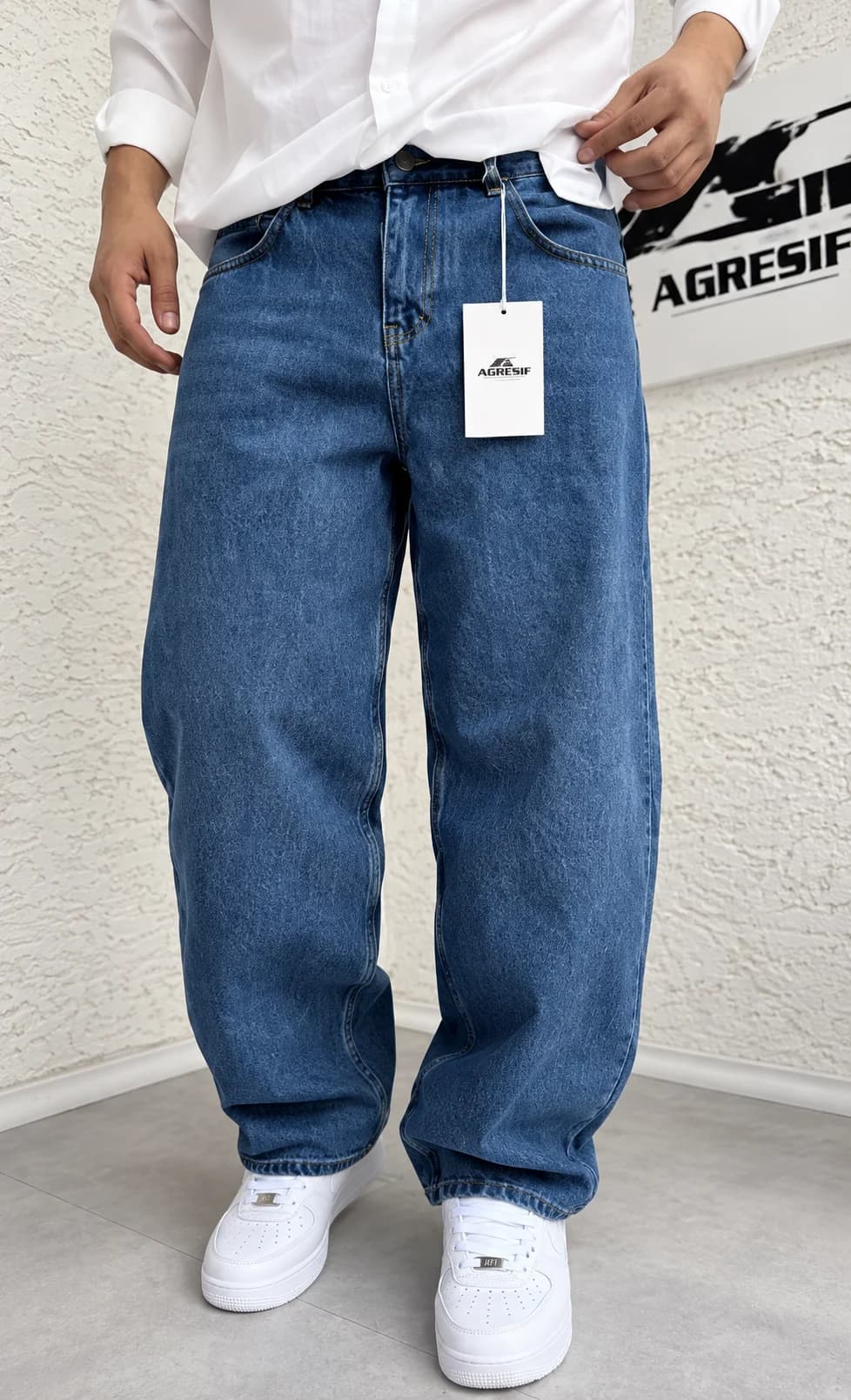 Agresif Dark Blue Wide-Leg Jeans